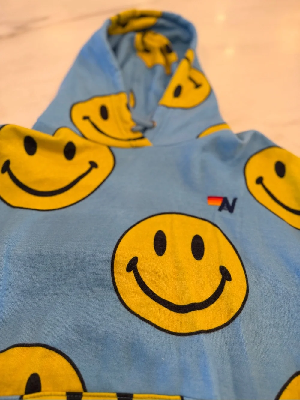 Aviator Nation blue hoodie and sweatpants smiley face set small s - Picture 3 of 8